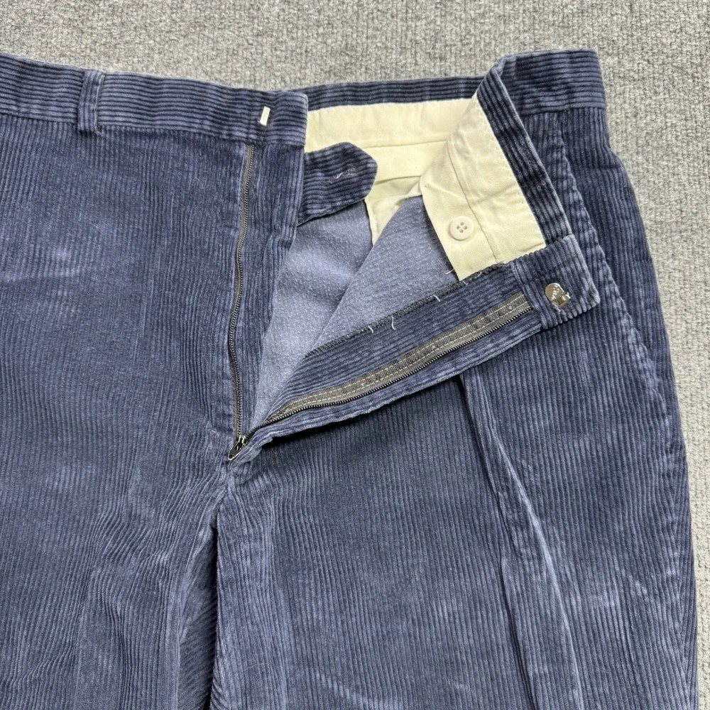LL Bean Corduroy Pants Mens 40 Blue Vintage 90s Made in USA Wide Wale Straight